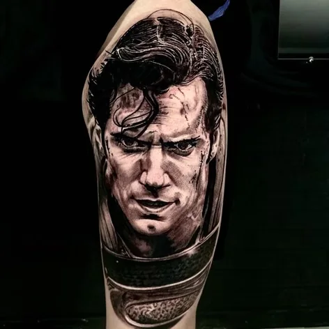 Tatuagem em realismo, retrato masculino no braço